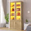 Armoire de rangement de 180 cm de hauteur avec étagères réglables, vitrine verrouillable à 6 niveaux avec éclairage DEL à détecteur de mouvement-1799278965
