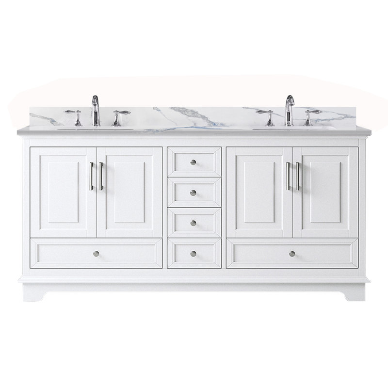 Meuble-lavabo 72 po Cianfero, Blanc / veine grise, Gris