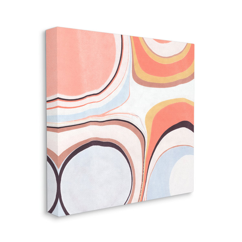 Groovy, orange, rose, peinture abstraite, formes fluides par - impression, H 17 po x l 17 po x P 1,5 po, Toile tendue