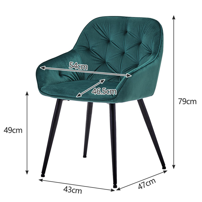 Waymire 49cm H Velvet Upholstered Side Chair, Green