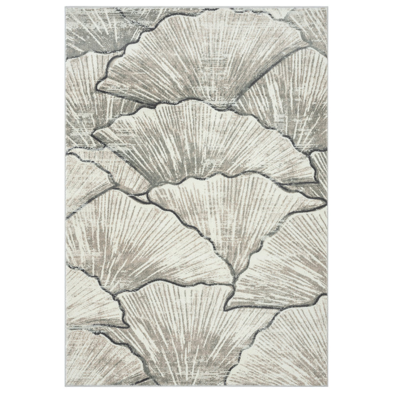 Tapis gris à motif abstrait Bjartur, Rectangle 6 pi x 9 pi