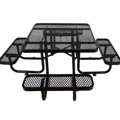 Table de pique-nique carrée 46 po en acier noir - pour les voyages, le camping et la pêche