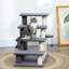 Escalier pour chat à 4 niveaux, gris avec poteaux à griffer, support suspendu et marche latérale pour chaton pour animaux de compagnie 4 niveaux
