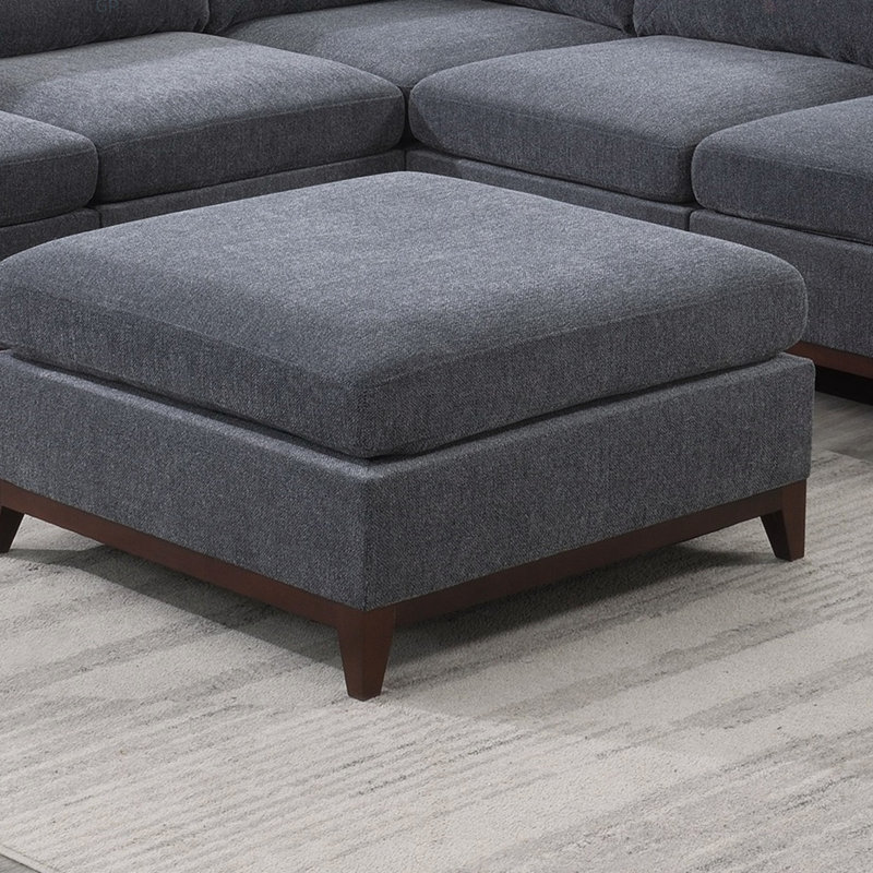 Repose-pieds modulaire en tissu de chenille cendré