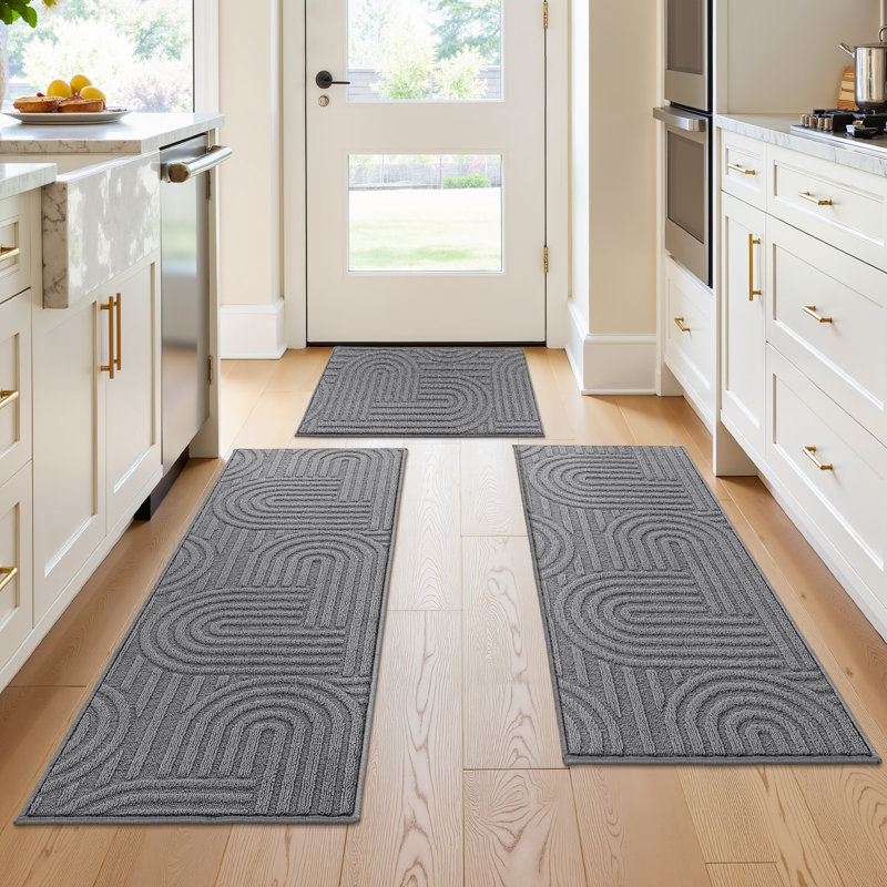 Tapis de cuisine antidérapants antidérapants (ensemble de 3), Gris