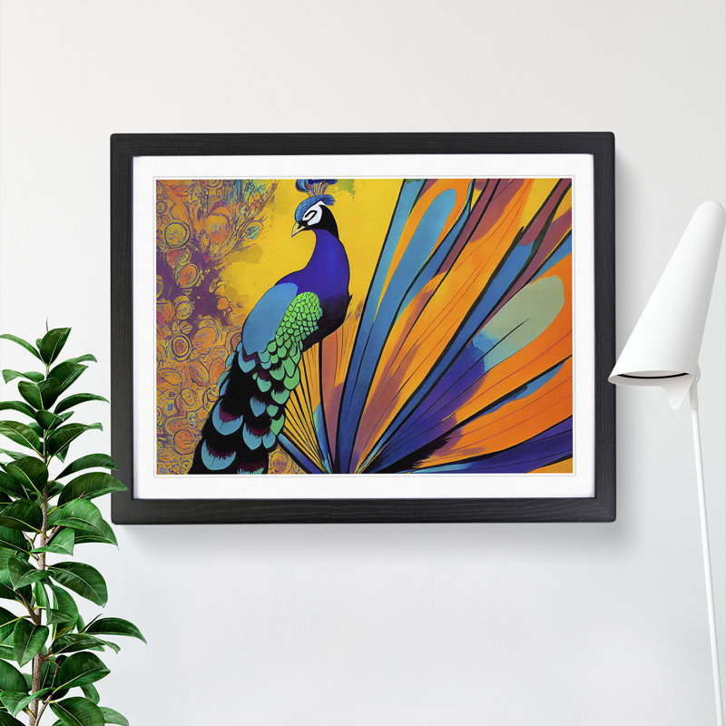 Exclusive Peacock Abstract - Framed Print, Black, 25cm H x 34cm W x 2cm D