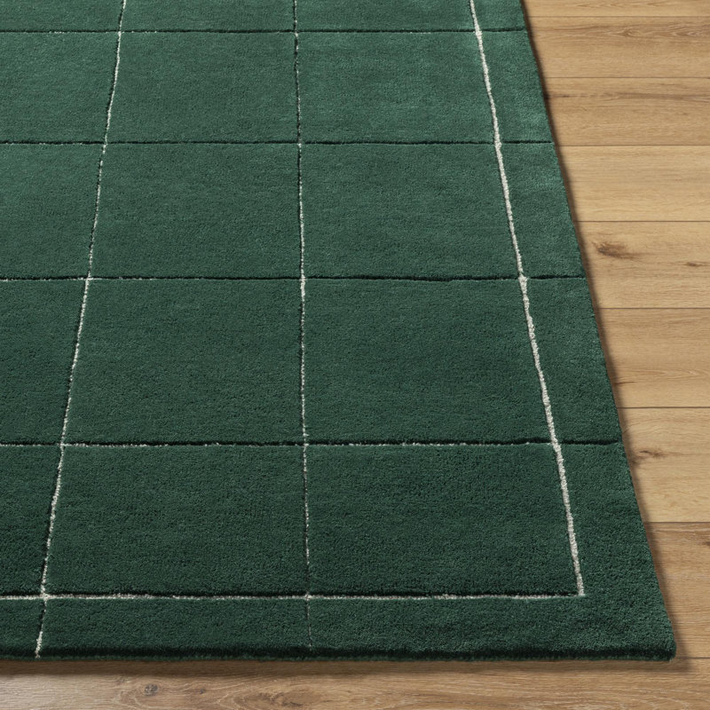 Mallory Green Hand Tufted Area Rug, Rectangle 5' x 8'