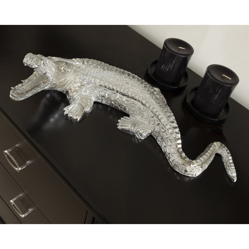 Royst Gator Statue Hand Carved & Polished Solid Metal