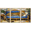 Art léopard sur canapé bleu, photos de salon, impression sur toile encadrée, 3 pièces-131522072-131522075