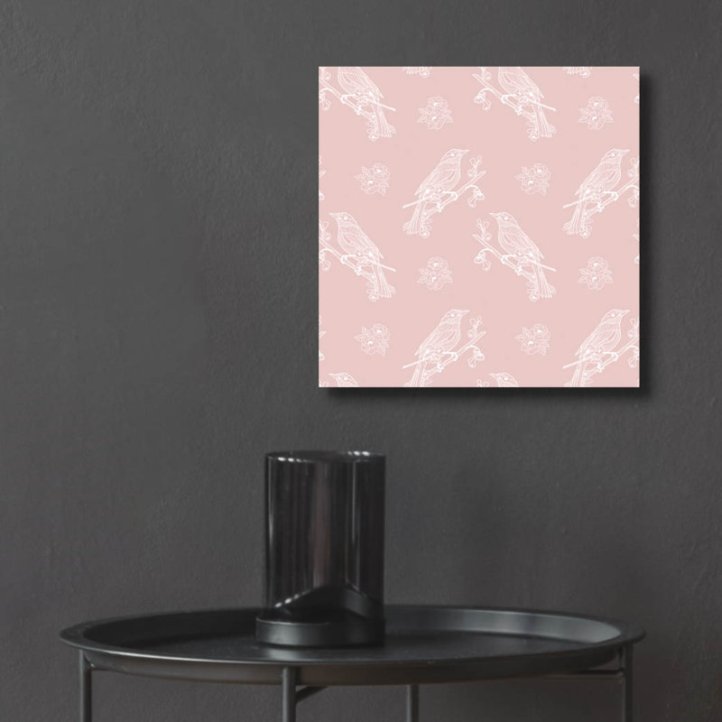 "Oiseau pur sur fond rose" par Sabrina Balbuena, H 12 po x l 12 po x P 0,13 po