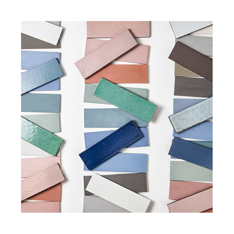 Color One 2x8 Glossy Lava Stone Tile, Steel Blue