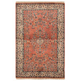 Hand-Knotted High-Quality Rose and Ivory Area Rug