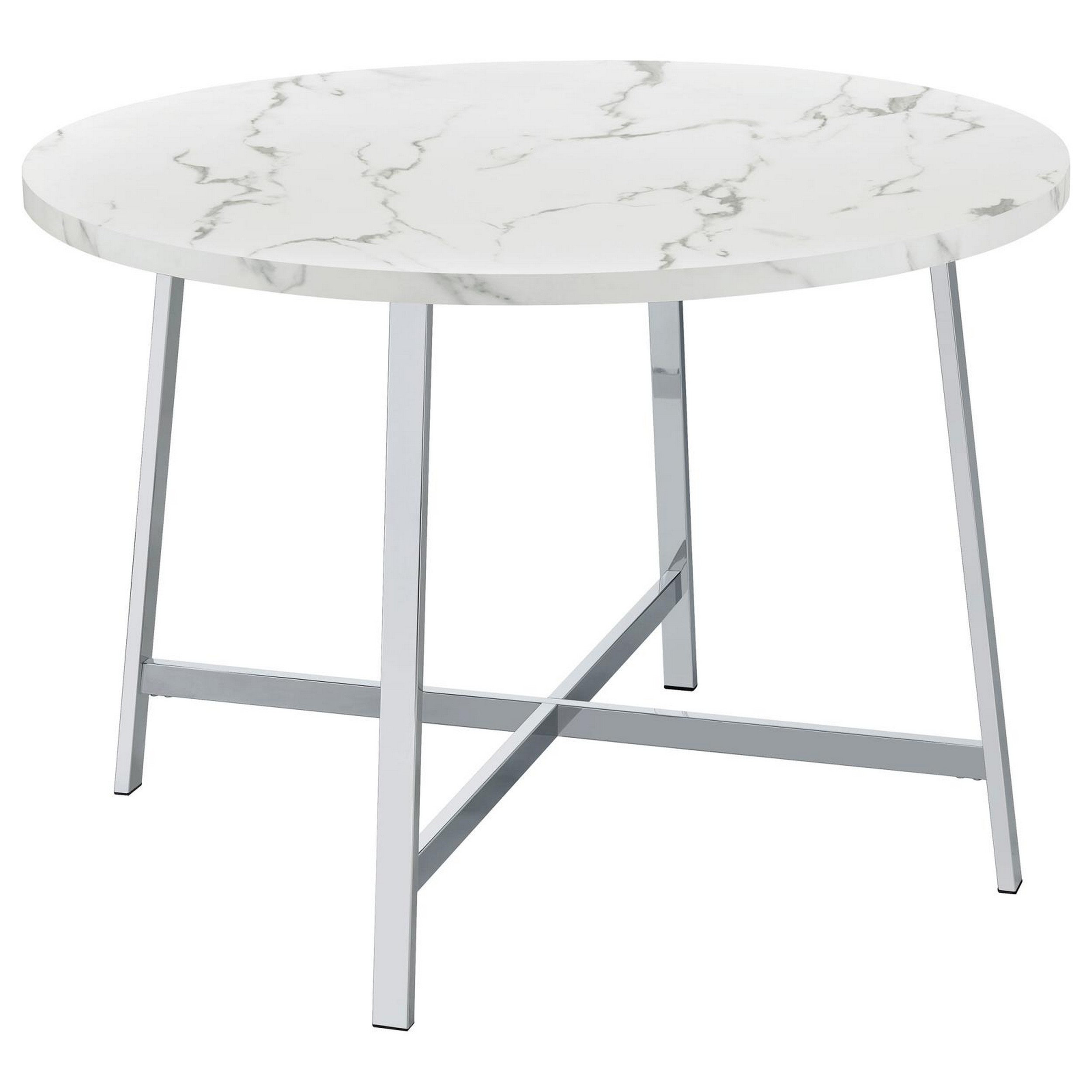 120cm Round Dining Table  Hanaya Marble Effect Round Dining Table 120cm -  White