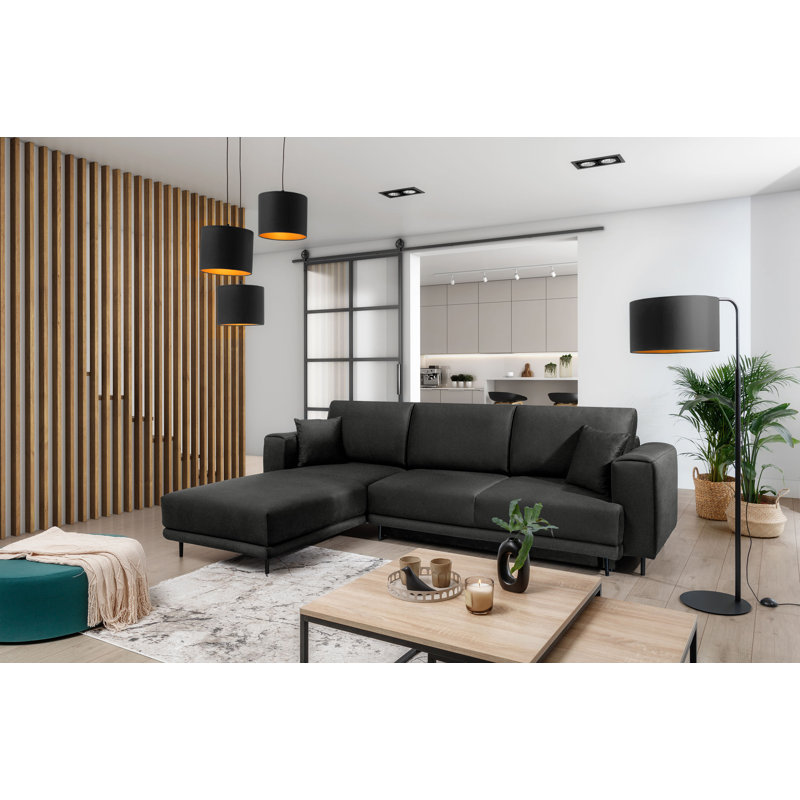 Aecca 4 Seater Sofa Bed, Left facing, Black
