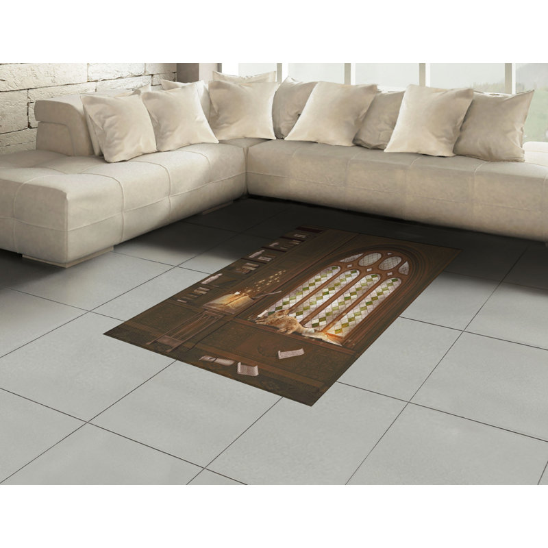 Gothic High Density Long Fiber Poly Threads Decorative Area Rug Carpet, Rectangle 4' x 5'8"