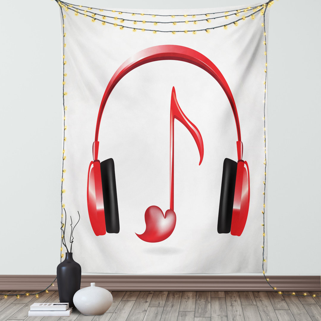 Wandbehang Love Sound Kopfhörer mit herzförmiger Tastenmelodie