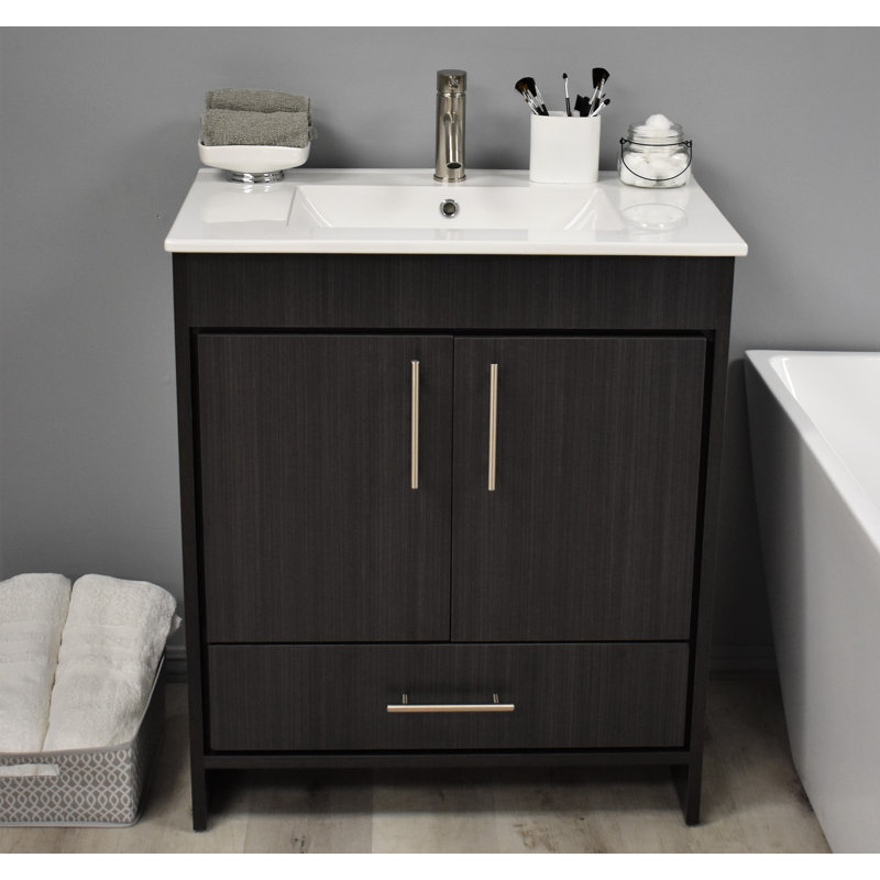 Ensemble de meuble-lavabo simple 30 po Sallisaw, Black Ash