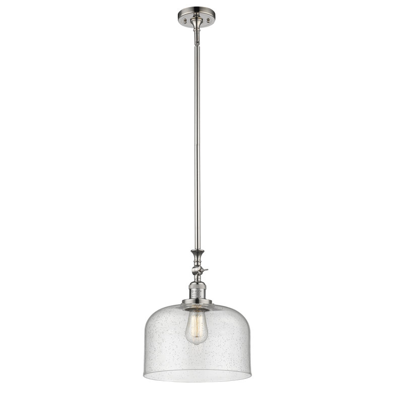 Hiers 1 - Light Single Pendant, Polished Nickel, Seedy, 6 Watt Vinage LED Bulb