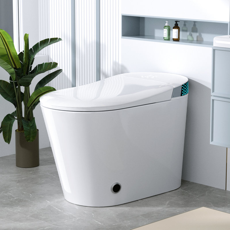 Bidet Toilet, Foot Kick Lid Control, Heated Seat, Instant Warm Water, Led Display, Remote Operation, Chair Height, 12" Rough - In Kick, Auto Open/Close Lid, Air Drying, Comfort Power Outage Flush