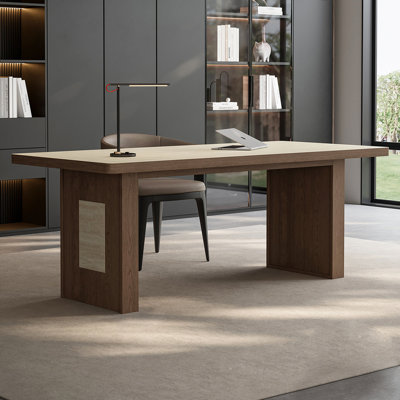 Bureau rectangulaire en bois massif noyer