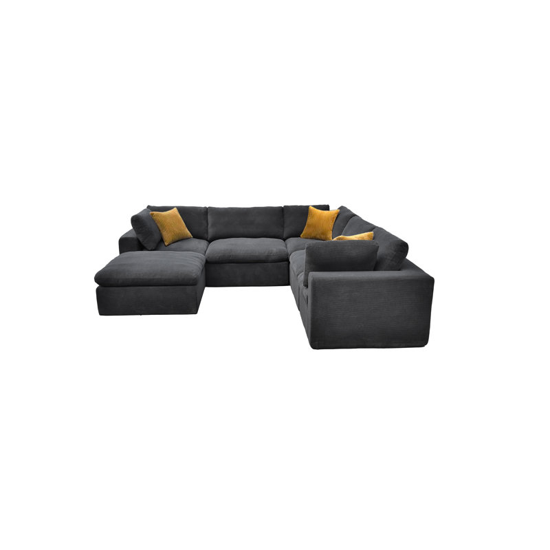 Mowywihead Full Compressed Modular Sectional, Dark Gray