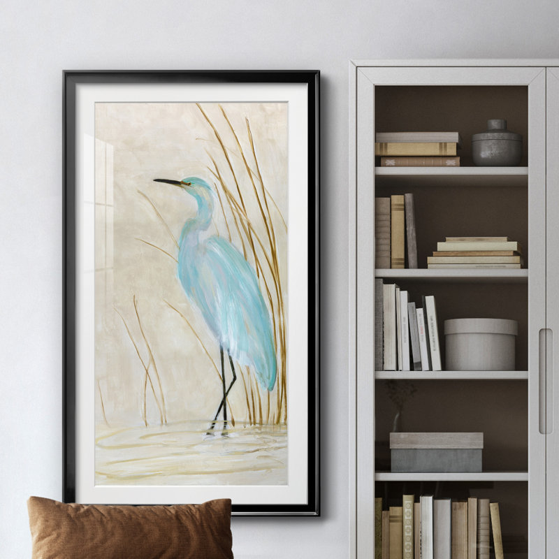 Soft Egret II - impression encadrée sur papier, Papier noir, H 14,5 po x l 26,5 po x P 1,5 po