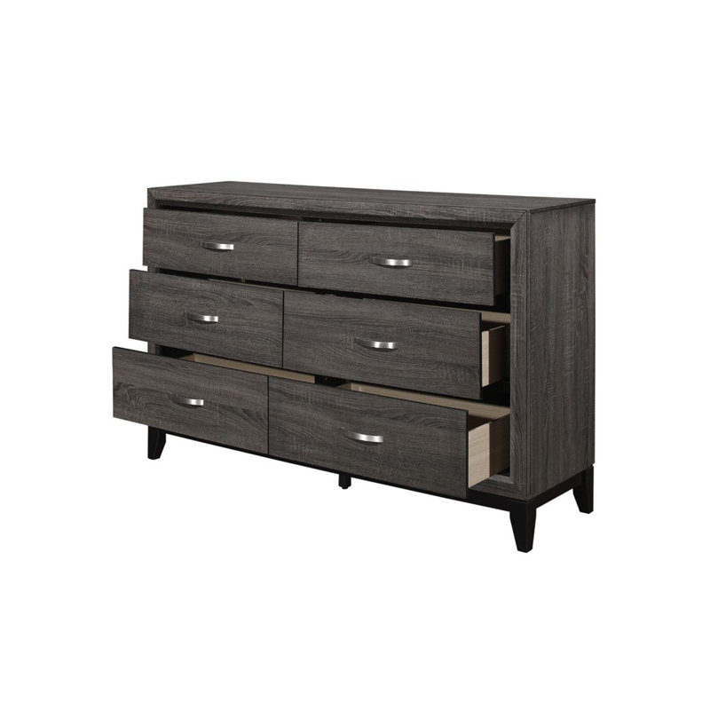 Ensemble de chambre à coucher avec lit plateforme en bois nickel 3 et 4 Rodelfo Malissa, Lit, commode, miroir, Très grand
