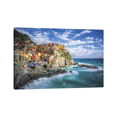 Italy, Manarola. Coastal Town by Jaynes Gallery - Wrapped Canvas Photograph