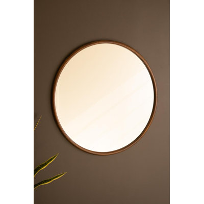 ROUND WOOD FRAMED MIRROR - 39.5"D