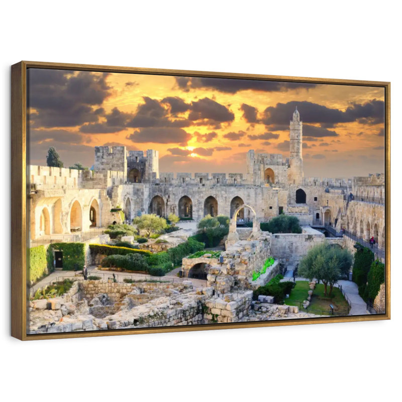 Tower Of David, Floating Frame Gold, 37" X 25"