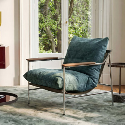 Fauteuil d'appoint en tissu vert de style moderne Mid-Century, confortable fauteuil de lecture et de salon rembourré