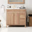 Meuble-lavabo moderne de 36 po en bois, portes et tiroirs à fermeture en douceur, lavabo en céramique, tablette réglable pour petits espaces, 2 portes solides, 3 portes compactes