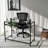 Modern Study Desk with Tempered Glass Top, 39.4 x 29.5 x 17.7 inches | 4 mm Thick Glass, 100% Metal Frame | Wall-Mountable, Black & Fume Color | Industrial Design for Stylish Home Office & Student Spaces-154340756