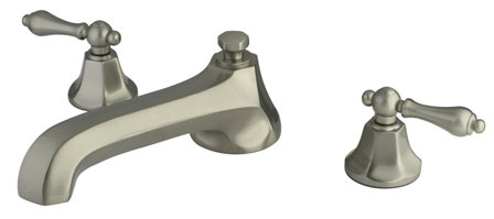 Metropolitan Double Handle Deck Mounted Roman Tub Faucet, Satin Nickel