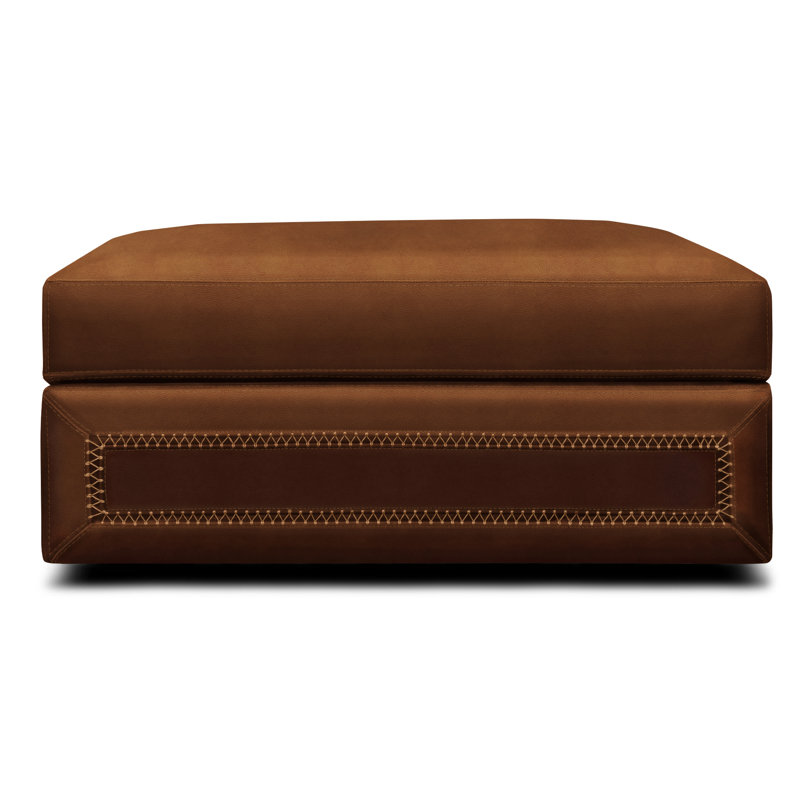 Repose-pieds rectangulaire en cuir véritable avec rangement 42 po Downtown Cowboy, Polo (Maestro Artisano), Espresso