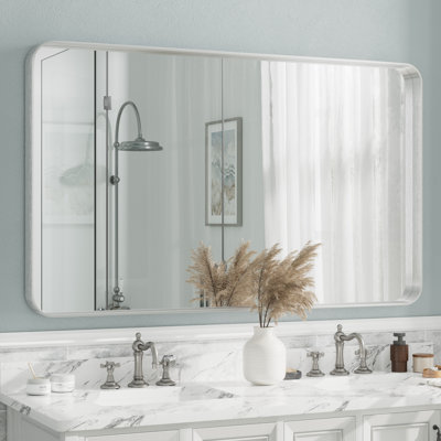 Aevar Tempered Glass and Aluminum Alloy Framed French Cleat Mounted Wall Mirror