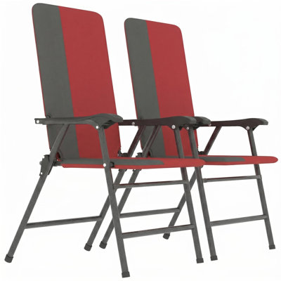 Ensemble de 2 chaises de patio, chaises de jardin pliantes à dossier haut et chaises de camping portatives rembourrées pour la cour de la piscine