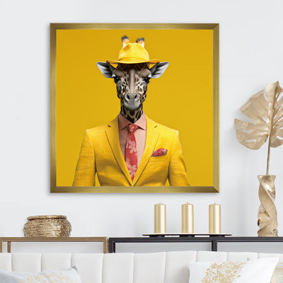 Art mural jaune avec girafe jaune