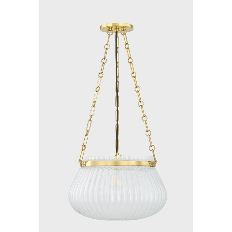 Granby 1 Light Pendant, 12" H x 17" W x 17" D, Aged Brass
