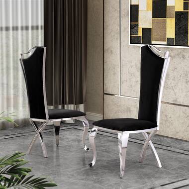 Amity Upholstered King Louis Back Side Chair (Set of 2) Willa Arlo Interiors Frame Color: Silver, Upholstery Color: White