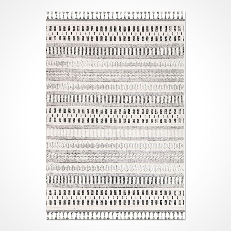 Modern/Abstract Gray Machine Washable Non-Slip Area Rug, Rectangle 4' x 5'11"