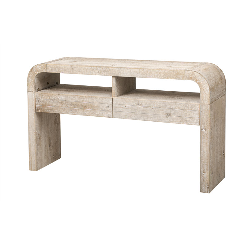 Retro 52" Wood Console Table with 2 Storage Drawers, Natural Wood Wash