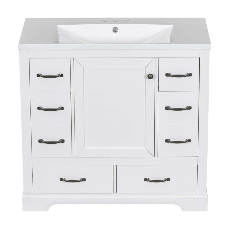 Meuble-lavabo simple 36 po avec lavabo blanc