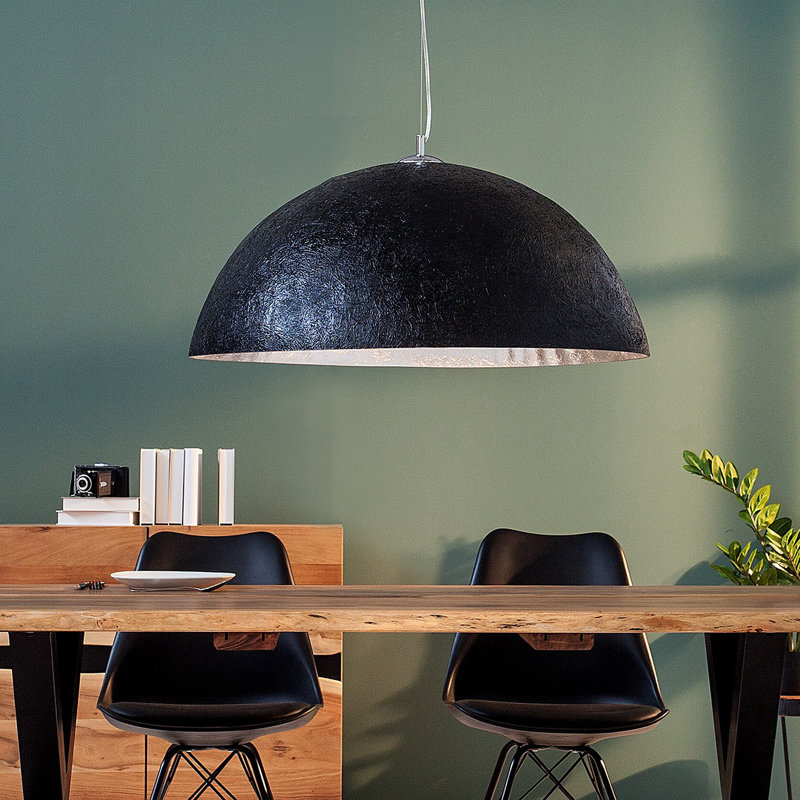 Joline 1 - Light Single Pendant, 30cm H x 30cm W x 70cm D, Black/Silver