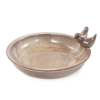 Bain d'oiseaux en céramique fait à la main, bol de bain pour oiseaux extérieur bleu 11,8 pouces avec ornements d'oiseaux rétro, bain d'oiseaux de jardin pour la cour, patio, décor de cour, fonctionne également comme abreuvoir d'oiseaux sauvages