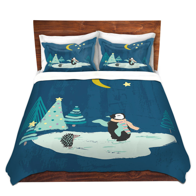Ensemble de housse de couette christmas pingouin, 1 housse simple + 1 taie standard