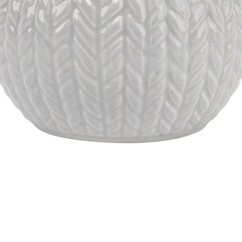 Porte-bougie de Noël en céramique tricoté, Gris, H 3,25 po x l 3,75 po x P 3,75 po