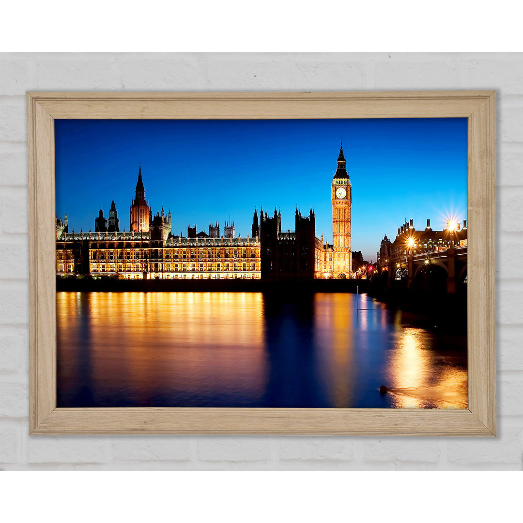 London Houses Of Parliament Nacht Reflektionen - Druck