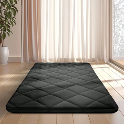 Black Queen Japanese Tatami Floor Mattress, High Density Thick Foam Foldable Sleeping Pad, Portable Versatile Floor Lounger Bed Sofa For Home Office Guest Room