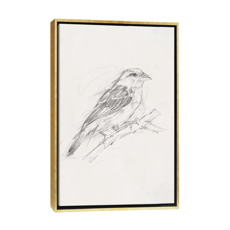 Reproduction d’art, "Avian Study II" par Ethan Harper, H 40 po x l 26 po x P 1,5 po, Pas de tapis, Toile encadrée d'or